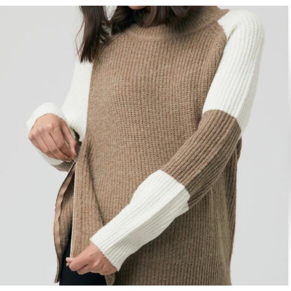 Ripe Women's Color Block Maternity Ribbed Knit Sweater Medium Tan Nursing - Picture 6 of 15